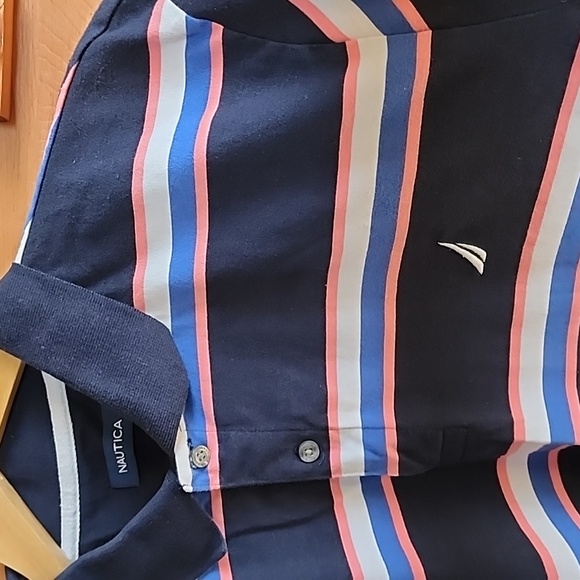 NWOT Nautica: Classic Fit Striped Deck Polo, Navy/Blue/Pink/White, XXL - Picture 2 of 7